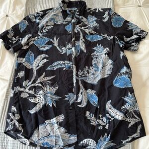 H&M Black and Blue Floral Men's Shirt